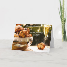 kerstkaart met bollen en tekst feestdagen kaart