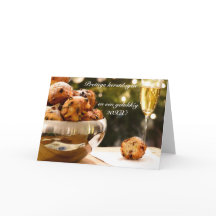 kerstkaart met bollen en tekst