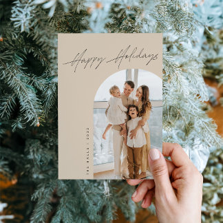 Kerstkaart met boogvormige foto