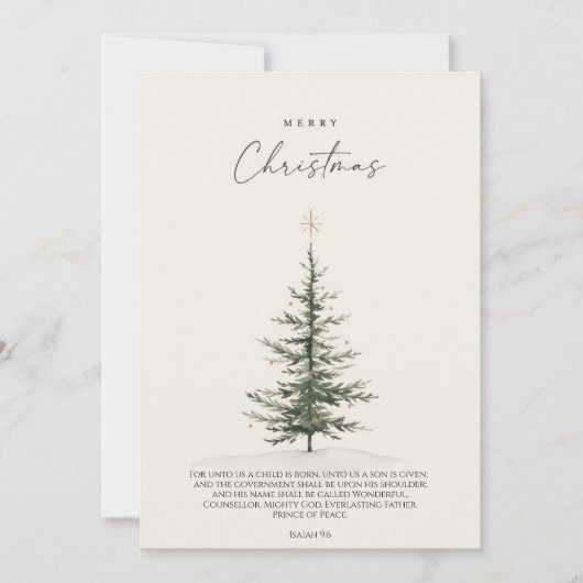Kerstkaart met boom en Bijbelvers Bedankkaart (Voorkant)