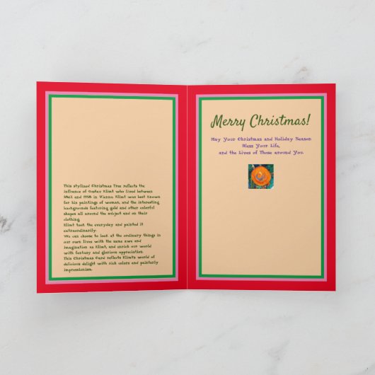 Kerstkaart met boom in stijl van Klimt aquarel Kaart (Binnen)