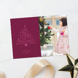 Kerstkaart met boom 'Liefde werd geboren'