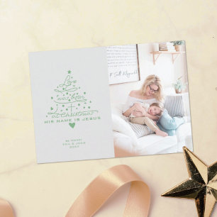 Kerstkaart met boom 'Liefde werd geboren'