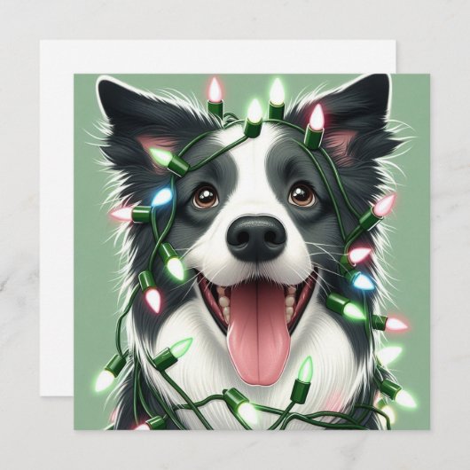 Kerstkaart met Bordercollie (Voorkant / Achterkant)