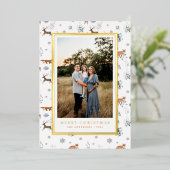 Kerstkaart met bosdieren folie feestdagenkaart (Staand Voorkant)