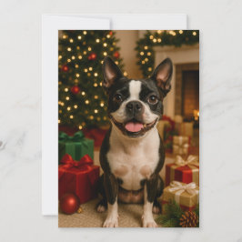 Kerstkaart met Boston Terrier Kaart