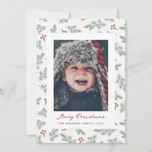 Kerstkaart met botanische bessen (Voorkant)