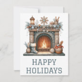 Kerstkaart met brandende open haard (Voorkant)