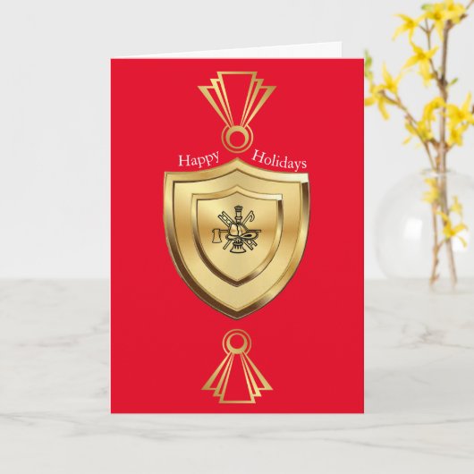 kerstkaart met brandschild kaart (Gele Bloem)