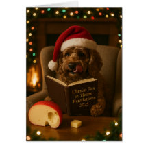 Kerstkaart met bruine Cockerpoo 'Kaasbelasting'