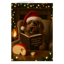 Kerstkaart met bruine Cockerpoo 'Kaasbelasting'