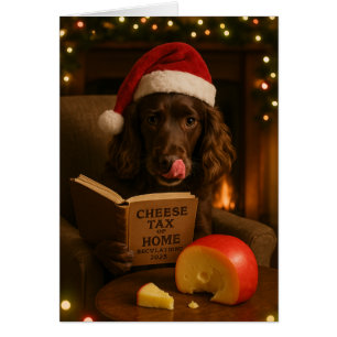 Kerstkaart met bruine cockerspaniël 'Kaasbelasting