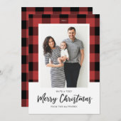 Kerstkaart met Buffalo Check foto (Voorkant / Achterkant)