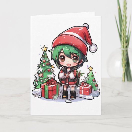 Kerstkaart met cartoon kaart (Voorkant)