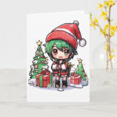 Kerstkaart met cartoon kaart (Gele Bloem)