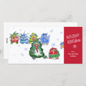 Kerstkaart met cartoon Kiwibaby's (Voorkant / Achterkant)