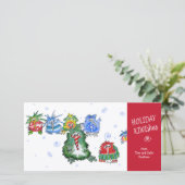 Kerstkaart met cartoon Kiwibaby's (Staand voorkant)