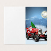 kerstkaart met cartoon retro auto en coole kerstma kaart (Buitenkant ongevouwen)