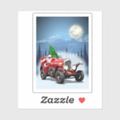 kerstkaart met cartoon retro auto en coole kerstma sticker (Vel)