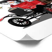 kerstkaart met cartoon Santa's truck Poster (Hoek)