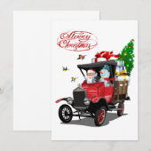 Kerstkaart met cartoon Santa's vrachtwagen (Voorkant / Achterkant)