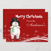 Kerstkaart met cartoon-sneeuwman (Voorkant / Achterkant)