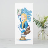 kerstkaart met cartoon Snow Maiden - Postman (Staand voorkant)