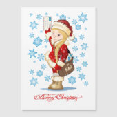 kerstkaart met cartoon Snow Maiden - Postman (Voorkant)