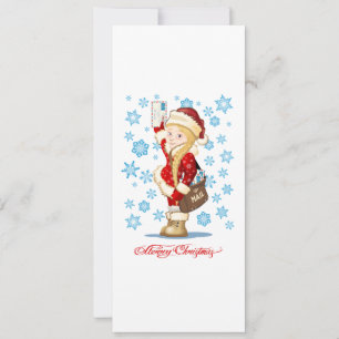 kerstkaart met cartoon Snow Maiden - Postman