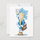 kerstkaart met cartoon Snow Maiden - Postman (Voorkant)