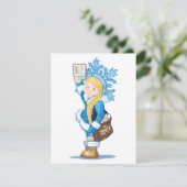 kerstkaart met cartoon Snow Maiden - Postman (Staand voorkant)