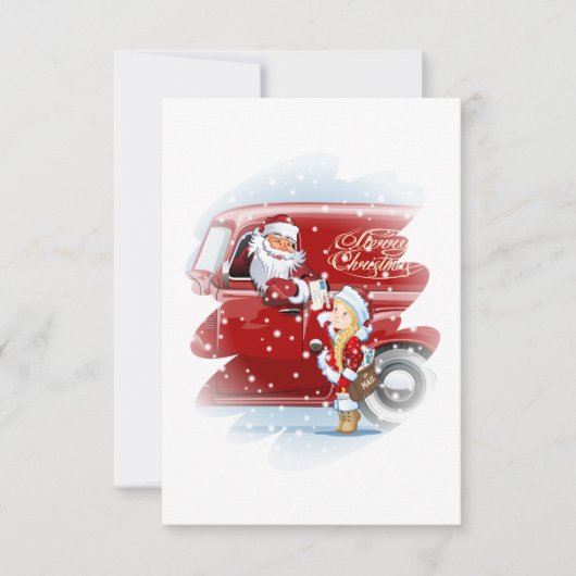 kerstkaart met cartoon Snow Maiden - Postman (Voorkant)