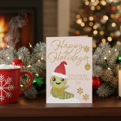Kerstkaart met Cartoon Worm en Kerstmuts