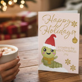 Kerstkaart met Cartoon Worm en Kerstmuts