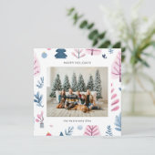 Kerstkaart met Cartoonstijl Pastel Illustraties (Staand voorkant)