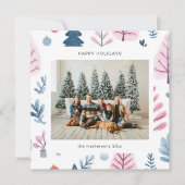 Kerstkaart met Cartoonstijl Pastel Illustraties (Voorkant)