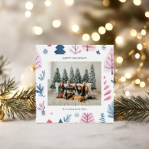 Kerstkaart met Cartoonstijl Pastel Illustraties