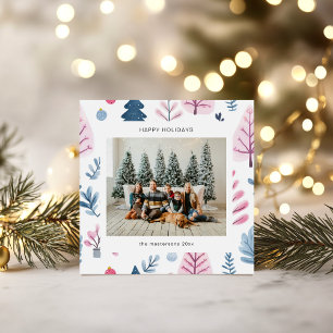 Kerstkaart met Cartoonstijl Pastel Illustraties