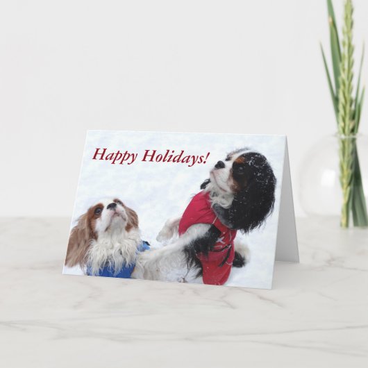 Kerstkaart met Cavalier King Charles Spaniel Feestdagen Kaart (Voorkant)