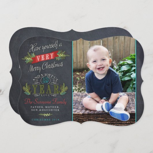  kerstkaart met Chalkboard (Voorkant / Achterkant)