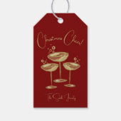 Kerstkaart met champagne cadeaulabel (Voorkant)