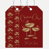 Kerstkaart met champagne cadeaulabel