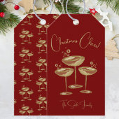 Kerstkaart met champagne cadeaulabel