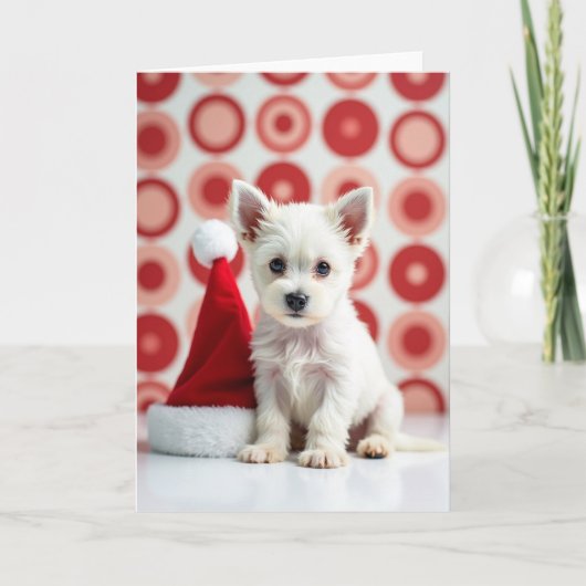 Kerstkaart met charmante pup kaart (Voorkant)