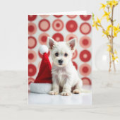 Kerstkaart met charmante pup kaart (Gele Bloem)