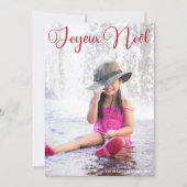 Kerstkaart met Chic Rode Script Franse familiefoto (Voorkant)