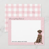 Kerstkaart met Chocolate Lab Labrador Retriever Notitiekaartje (Voorkant / Achterkant)