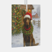 Kerstkaart met Chocolate Labrador Glas Ornament (Voorkant Rechts)