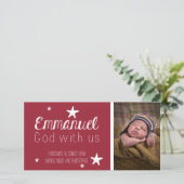 Kerstkaart met christelijke grillige sterren foto (Staand voorkant)