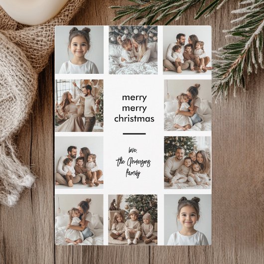 Kerstkaart met collage foto | Familienaam Kaart